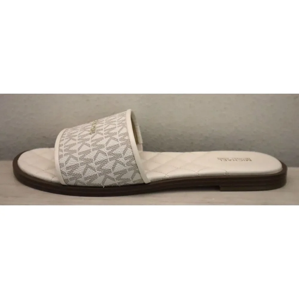 Michael Kors PV25E Women's Sz 10M Vanilla Monogram Quilted Slide Sandals - Picture 9 of 13